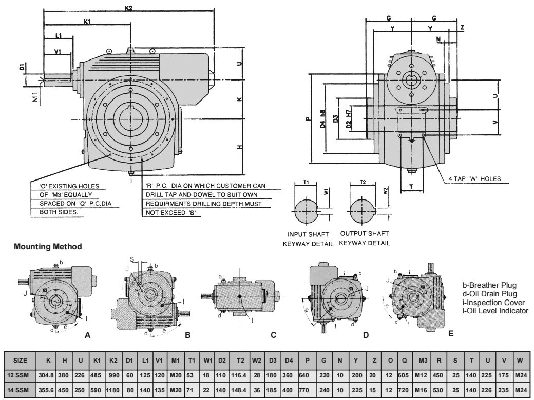 Dimensions of Worm Reducer-Replacement of Elecon Worm Gear Higher Series 12 SSM Worm Gear Unit
