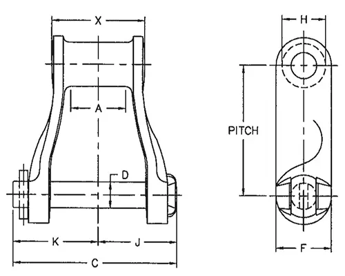 Dimensions of H Class Mill Chain