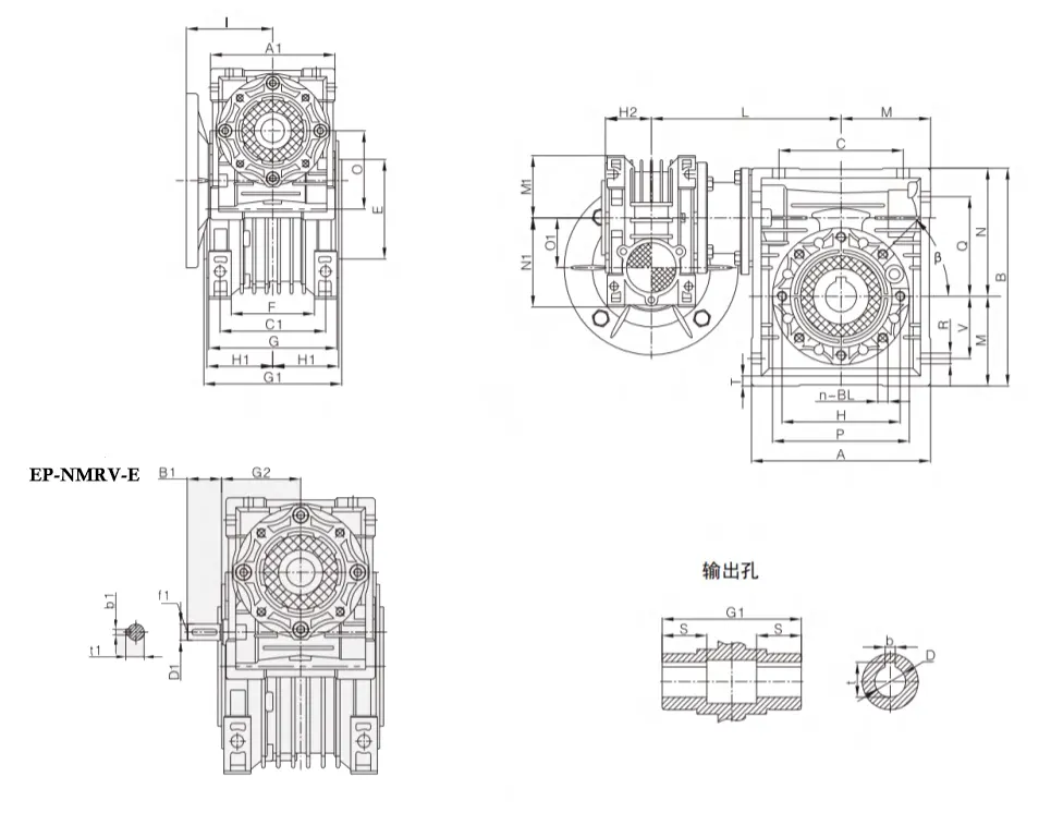 Double Reduction Worm Gear Reducer Dimension