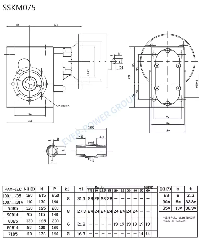 EP-SSKM75 Stainless Steel Helical Hypoid Reducer