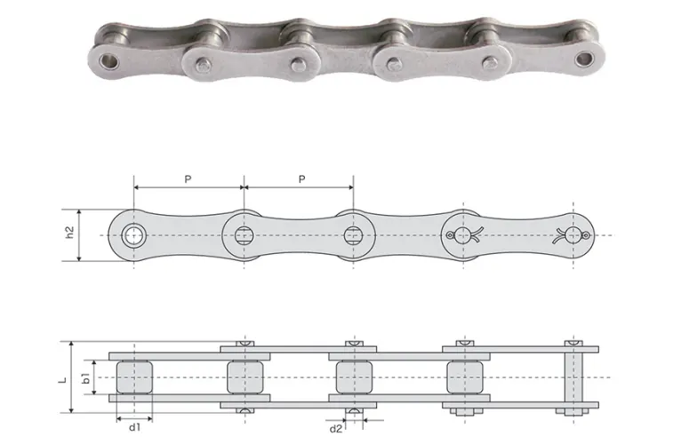 Double Pitch Transmission Chain Dimensions