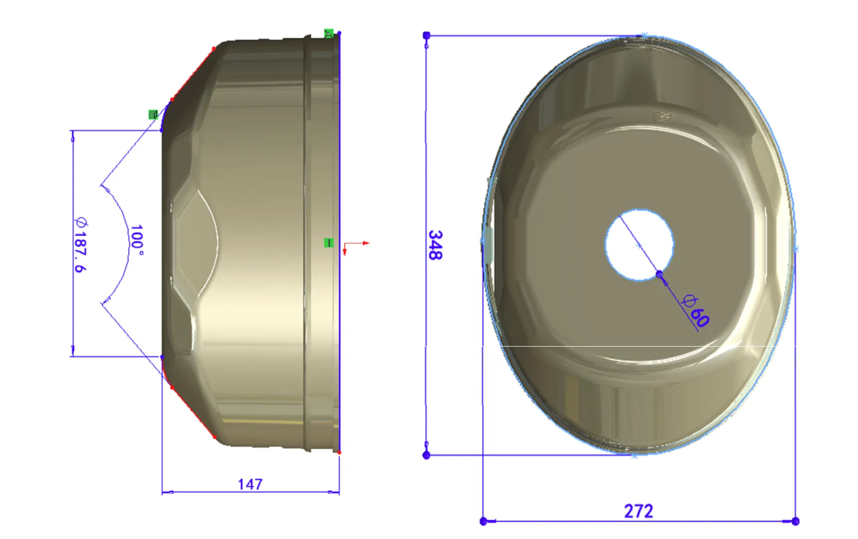 150mm High Large Oval Dust Cover
