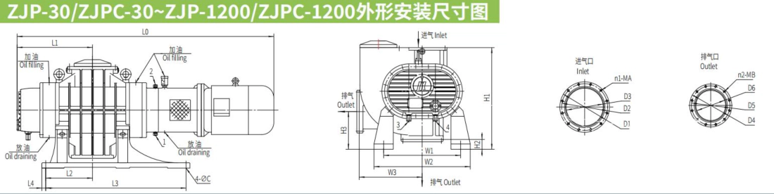 External installation dimensions drawing 1200